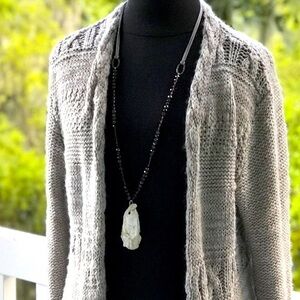 Lowcountry Oyster Necklace Beaded Purple Gray w Shell Pendant NWT